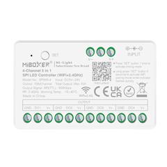 MiLight SPIW5-4, 5-in-1 távirányítható LED szalag vezérlő SPI digitális LED szalaghoz (futófény), 4 zónás (egyszínű, CCT, RGB, RGBW, RGB
