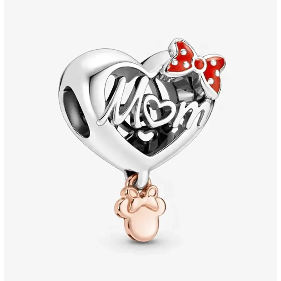 Minnie stílusú szíves Pandora kompatibilis Mom charm