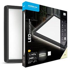 MODEE LED mennyezeti lámpa fekete kerettel, dekor háttérfénnyel, négyzet alakú (18W, 2400 lm, 4000K)