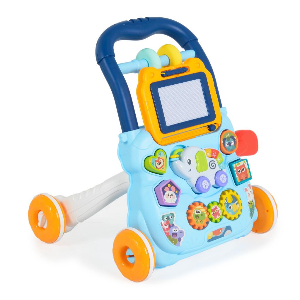 Moni Toys Music Walker interaktív, elefántos, műanyag járássegítő - Kék