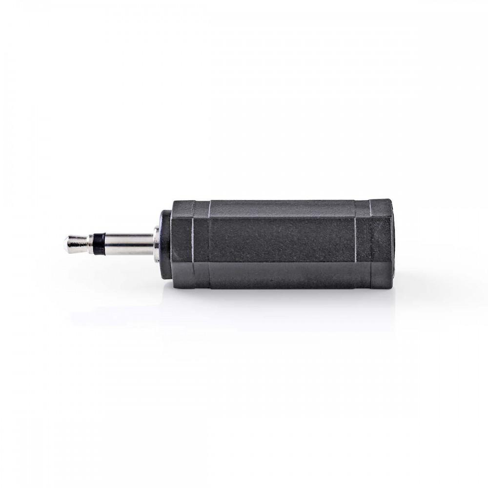 Mono audio adapter | 3.5 mm Dugasz | 6.35 mm Aljzat | Nikkelezett | Egyenes | ABS | Fekete | 10 db | Műanyag Zacskó