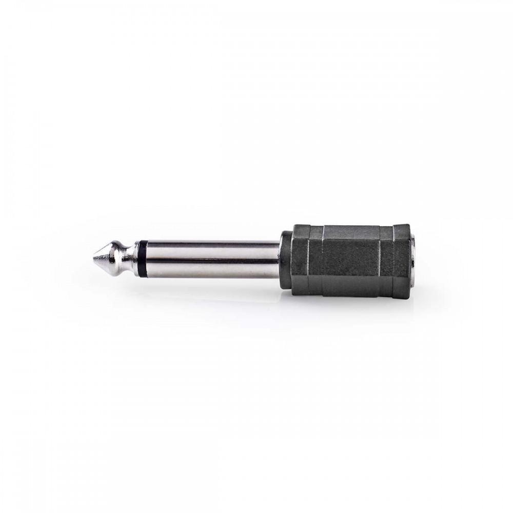 Mono audio adapter | 6.35 mm Dugasz | 3.5 mm Aljzat | Nikkelezett | Egyenes | ABS | Fekete | 10 db | Műanyag Zacskó