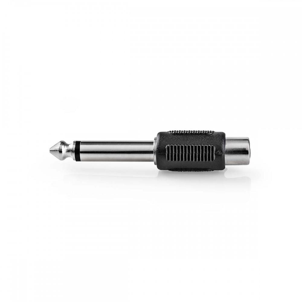 Mono audio adapter | 6.35 mm Dugasz | RCA Aljzat | Nikkelezett | Egyenes | ABS | Fekete | 1 db | Doboz