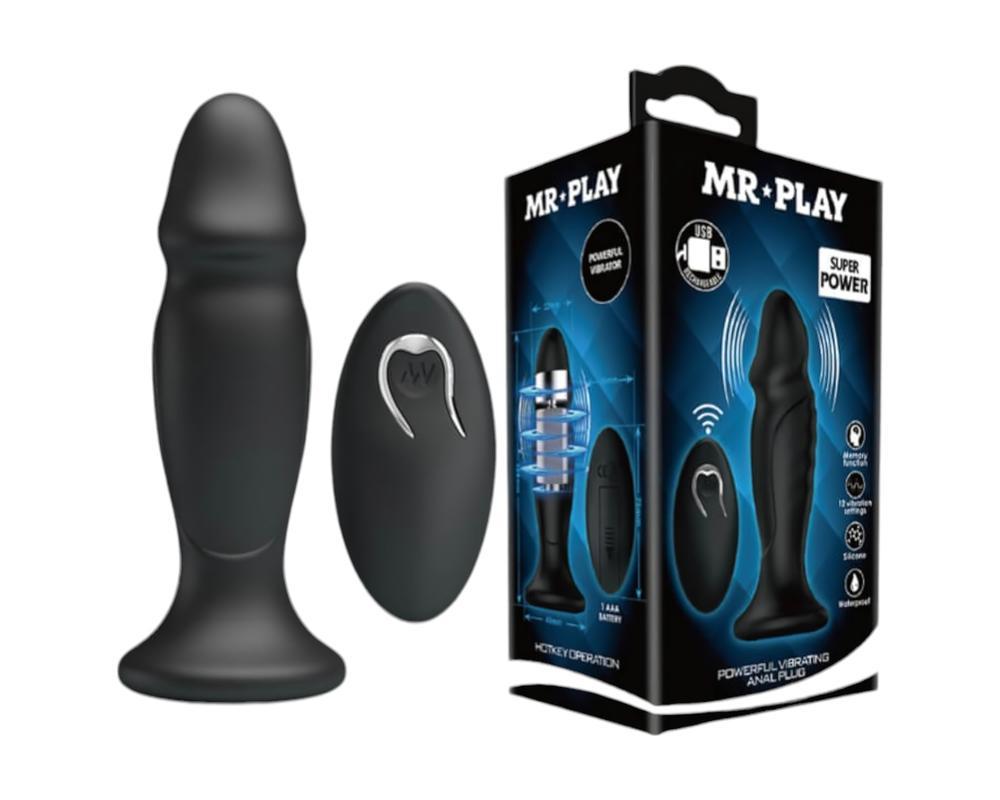 MR. PLAY - akkus, rádiós anál vibrátor (fekete)