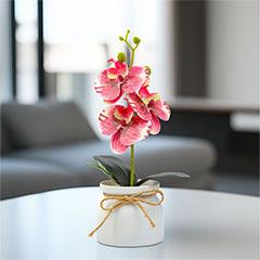Műnövény dekoráció - cserepes orchidea, rózsaszín (20x9cm)