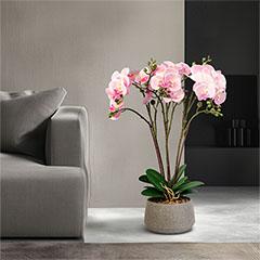 Műnövény dekoráció - cserepes orchidea, rózsaszín (58 cm)