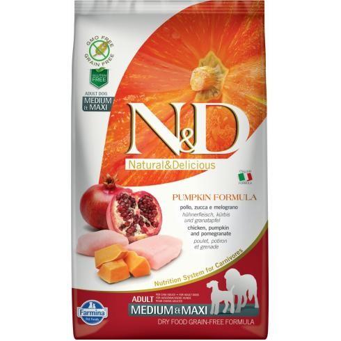 N&amp;D Dog Grain Free csirke&amp;gránátalma sütőtökkel adult medium&amp;maxi 2,5 Kg