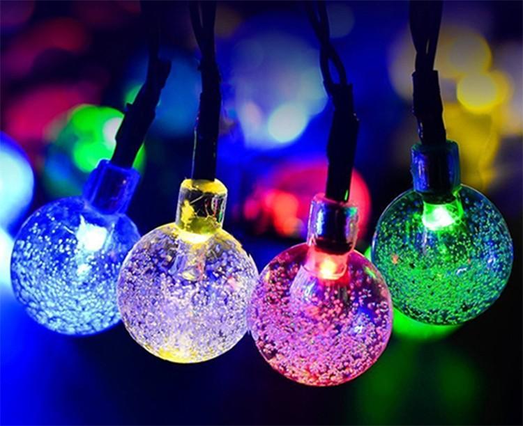 Napelemes Karácsonyi gömb izzósor 30 LED-es 