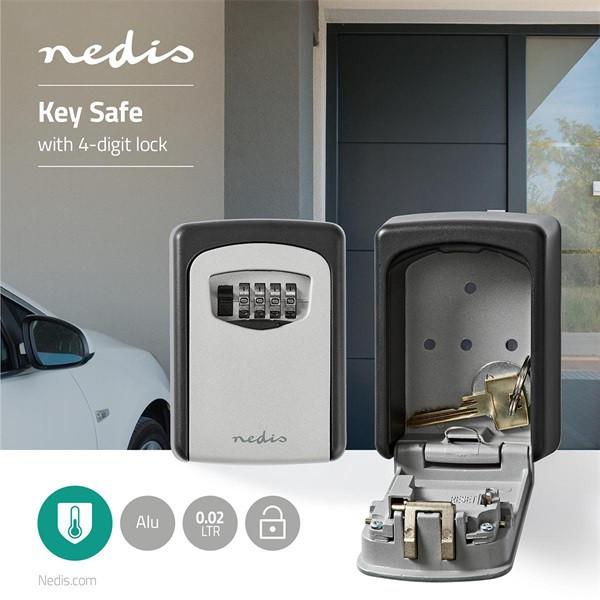 Nedis KEYCC01GY számzáras kulcs széf (kulcsszéf), beltéri és kültéri használatra