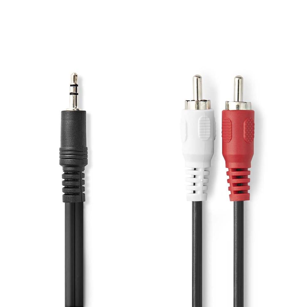 Nedis sztereó audio kábel 3.5mm jack apa - 2x RCA apa 10m, fekete - CAGL22200BK100