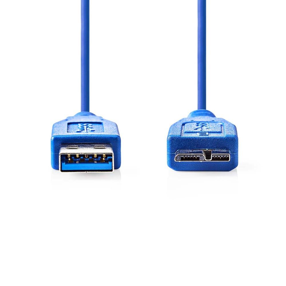 Nedis USB-A - Micro USB 3.2 Gen1 kábel 0.5m, 5Gbps, kék - CCGP61500BU05