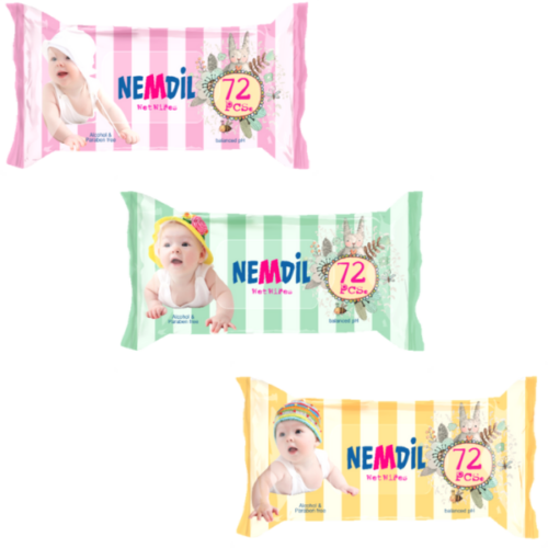 Nemdil Baby törlőkendő nedves 72x