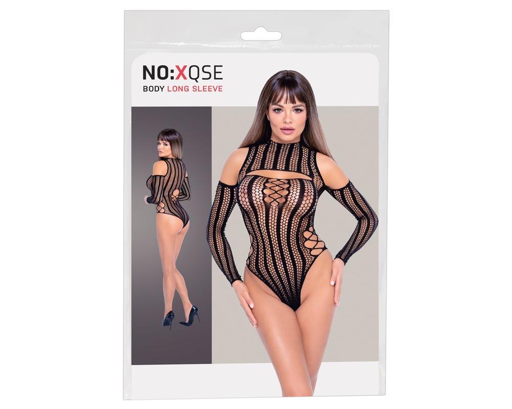 NO:XQSE - hosszú ujjú necc body - fekete (S-L)