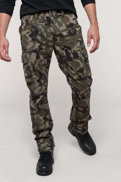 Oldalzsebes nadrág terepmintás és egyszínű változatban - 46 - Olive Camouflage -terepmintás
