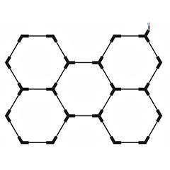 Optonica Hexagon LED lámpa rendszer: 5 modulból álló mennyezeti lámpa, 192 Watt, hideg fehér (233x163 cm)