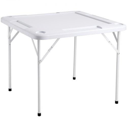 Összecsukható Mahjong Asztal 4 Játékos Pohártartós Fehér