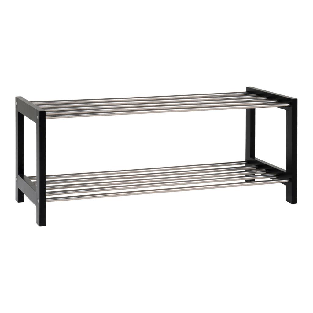 Padova cipőtartó fekete fa, 2 polc in steel 78x34 cm