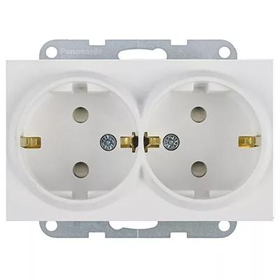 Panasonic Aljzat 2P+F, dupla, gyermekvédelemmel, keret nélküli - Soft Touch, Kagylóhéj