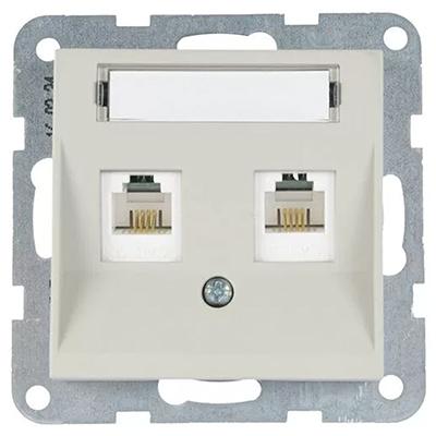 Panasonic RJ11 CAT3 fali aljzat, dupla, feliratozható, keret nélkül - Soft Touch, Homok