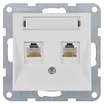 Panasonic RJ11 CAT3 fali aljzat, dupla, feliratozható, keret nélkül - Soft Touch, Kagylóhéj