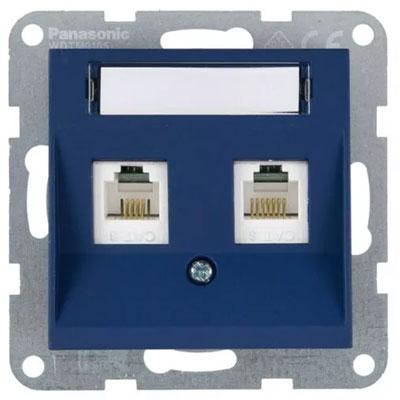 Panasonic RJ11 CAT3 fali aljzat, dupla, feliratozható, keret nélkül - Soft Touch, Óceán, sötétkék