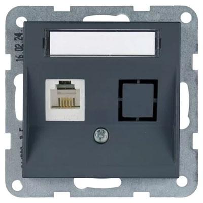 Panasonic RJ11 CAT3 fali aljzat, feliratozható, keret nélkül - Soft Touch, Éjfekete