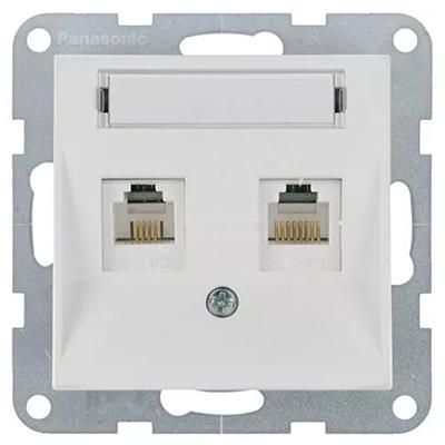 Panasonic RJ45 CAT5E fali aljzat, dupla, feliratozható, keret nélkül - Soft Touch, Kagylóhéj