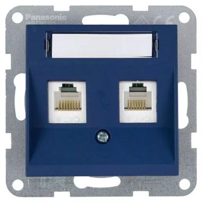 Panasonic RJ45 CAT5E fali aljzat, dupla, feliratozható, keret nélkül - Soft Touch, Óceán, sötétkék