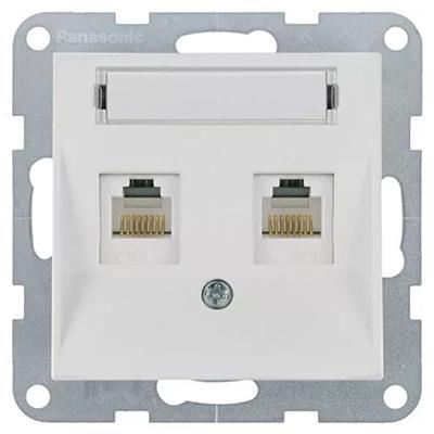 Panasonic RJ45 CAT5E + RJ11 CAT3 fali aljzat, feliratozható, keret nélkül - Soft Touch, Kagylóhéj
