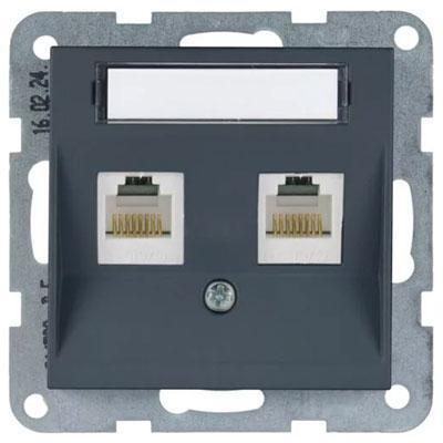 Panasonic RJ45 CAT6 fali aljzat, dupla, feliratozható, keret nélkül - Soft Touch, Éjfekete