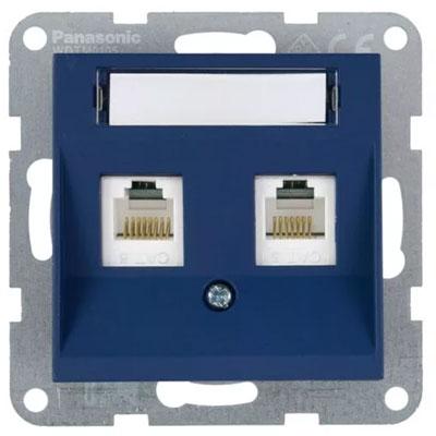 Panasonic RJ45 CAT6 fali aljzat, dupla, feliratozható, keret nélkül - Soft Touch, Óceán, sötétkék