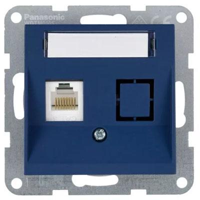 Panasonic RJ45 CAT6 fali aljzat, feliratozható, keret nélkül - Soft Touch, Óceán, sötétkék