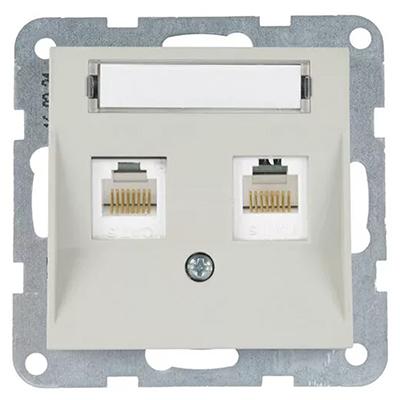 Panasonic RJ45 CAT6 + RJ11 CAT3 fali aljzat, feliratozható, keret nélkül - Soft Touch, Homok