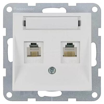 Panasonic RJ45 CAT6 + RJ11 CAT3 fali aljzat, feliratozható, keret nélkül - Soft Touch, Kagylóhéj