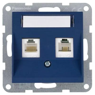Panasonic RJ45 CAT6 + RJ11 CAT3 fali aljzat, feliratozható, keret nélkül - Soft Touch, Óceán, sötétkék