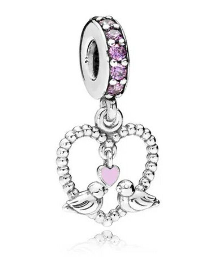 Pandora stílusú  ezüst charm -  Csicsergös szerelem- Valentin napra ajánljuk!