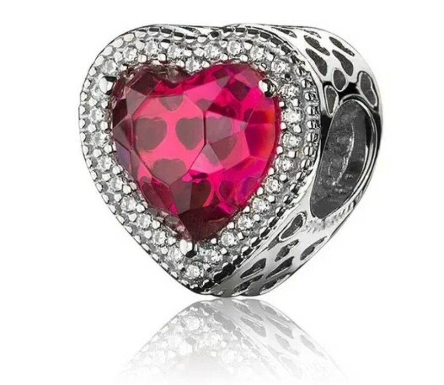 Pandora stílusú  ezüst charm - Vörös szívem- Valentin napra ajánljuk!