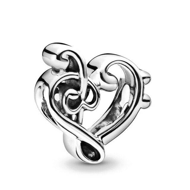 Pandora stílusú ezüst charm - Zenélő szív