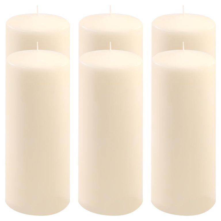 Paraffin gyertya 25 cm 30 óra égési idő 6 db krém szín
