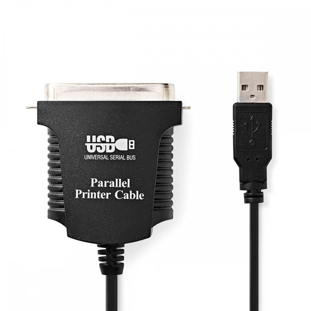 párhuzamos kábel | USB-A Dugasz | Centronics 36-Tűs Dugasz | Nikkelezett | 2.00 m | Kerek | PVC | Műanyag Zacskó