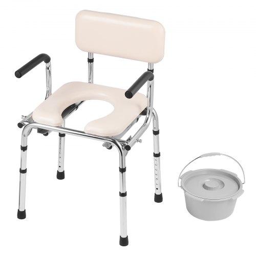 Párnázott Hordozható WC Szék Lehajtható Karokkal 158,8 kg 5,8 L