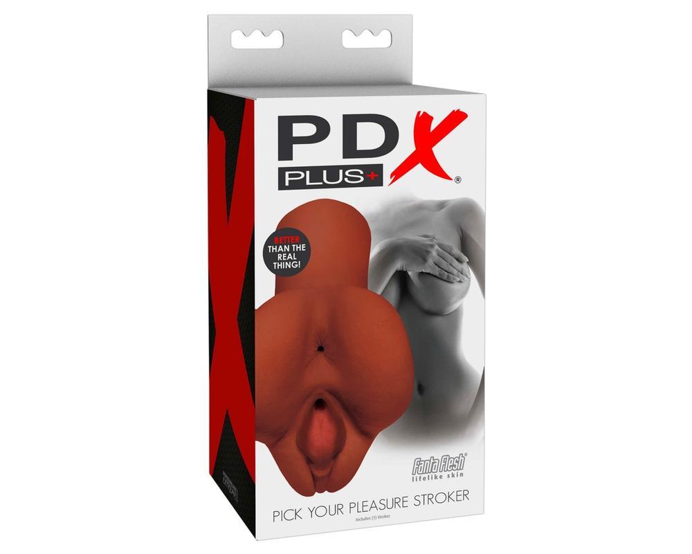 PDX Pick Your Pleasure - 2in1 élethű maszturbátor (barna)