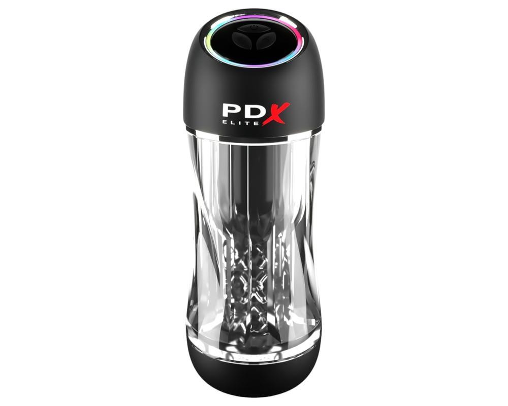 PDX ViewTube Pro - szívó-rezgő maszturbátor (fekete)