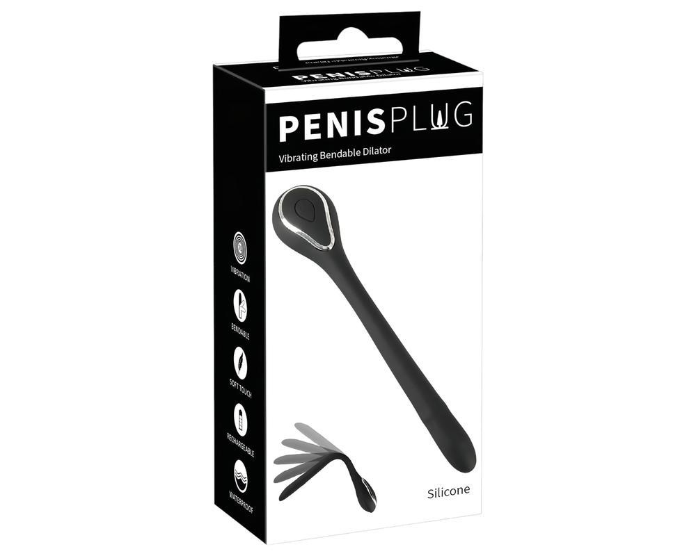Penis Plug Dilator - akkus, vibrációs dilátor (1,1cm) - fekete