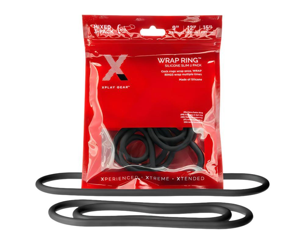 Perfect Fit Slim Wrap - vékony péniszgyűrű szett - fekete (3db)