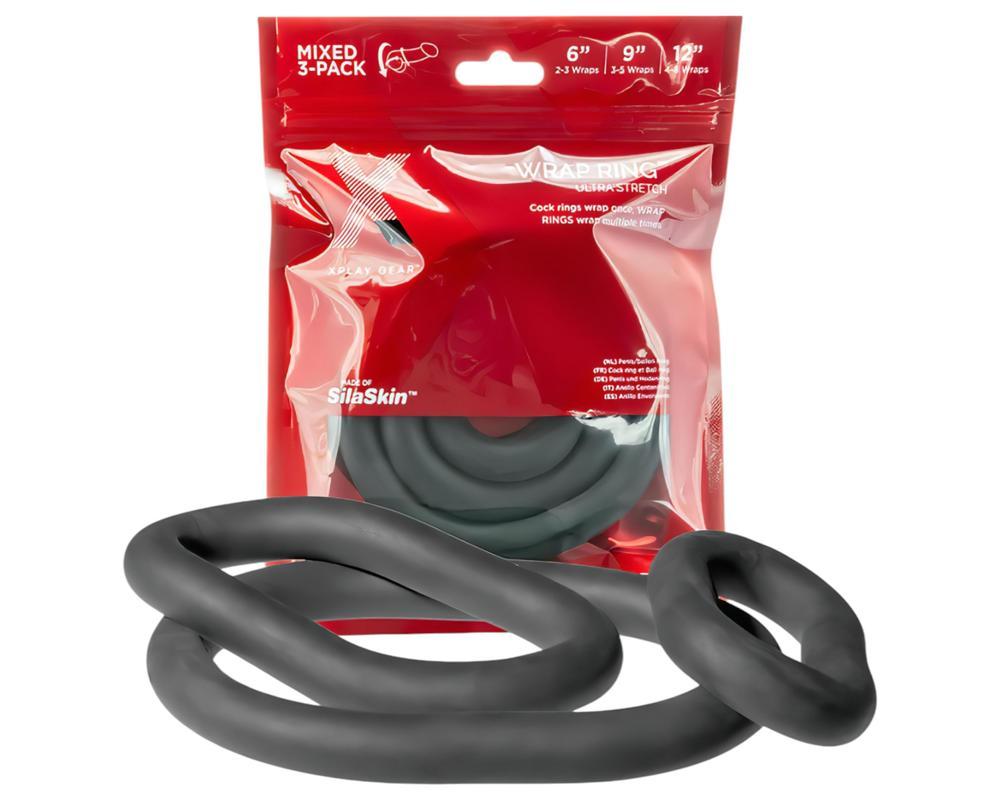 Perfect Fit Ultra Wrap - vastag péniszgyűrű szett - fekete (3db)