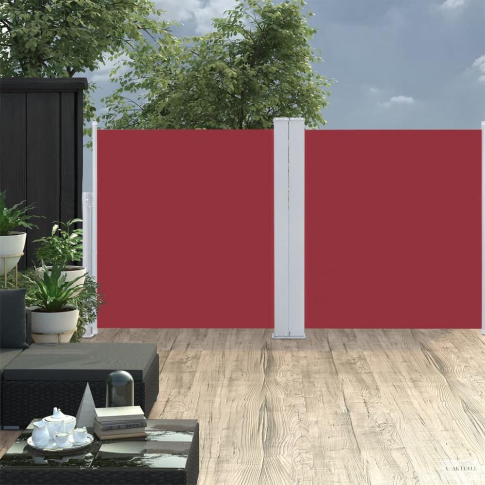 Piros behúzható oldalsó napellenző 117 x 600 cm