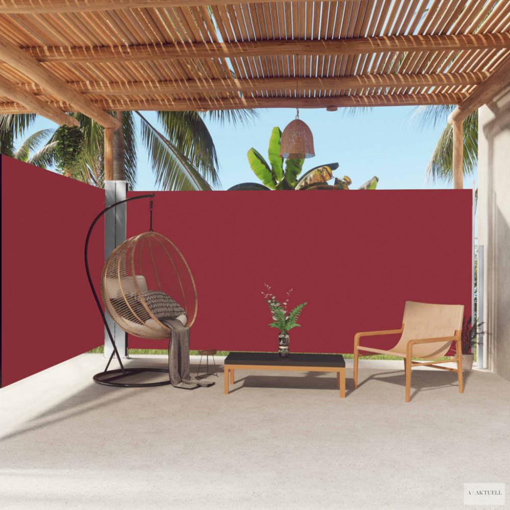 Piros behúzható oldalsó napellenző 180 x 600 cm