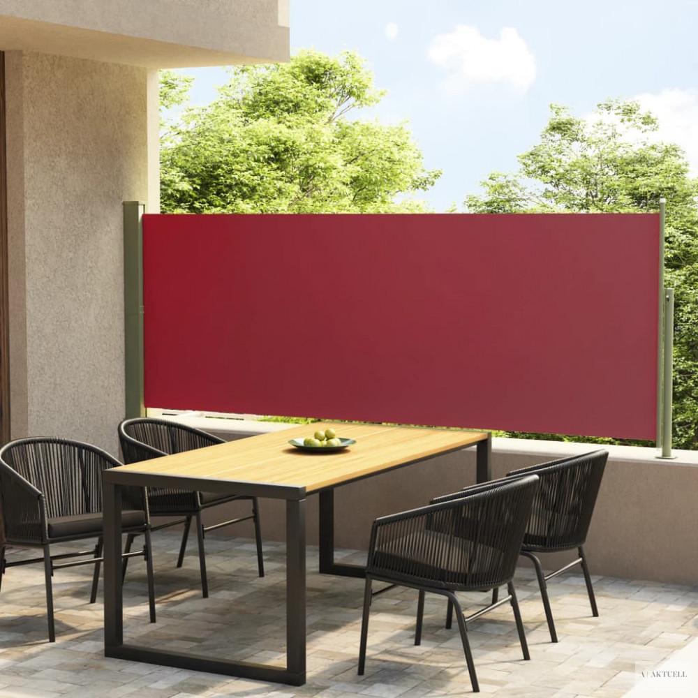 Piros behúzható oldalsó terasznapellenző 117 x 300 cm