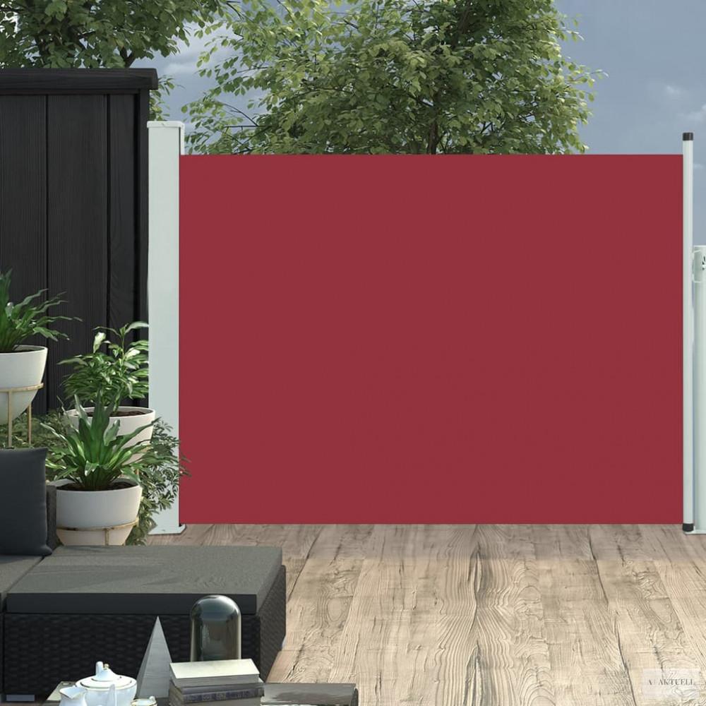 Piros behúzható oldalsó terasznapellenző 117 x 600 cm